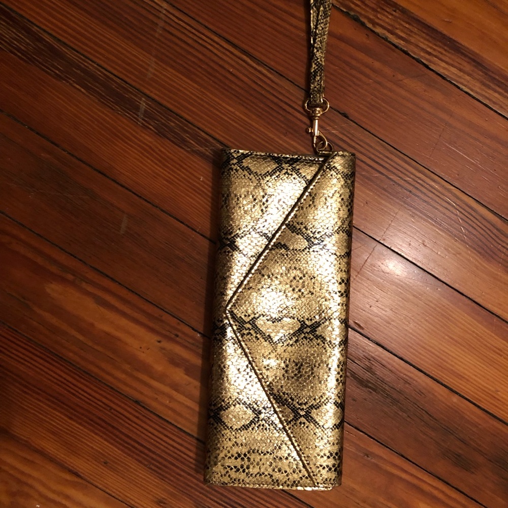 Marc Jacobs gold snakeskin clutch